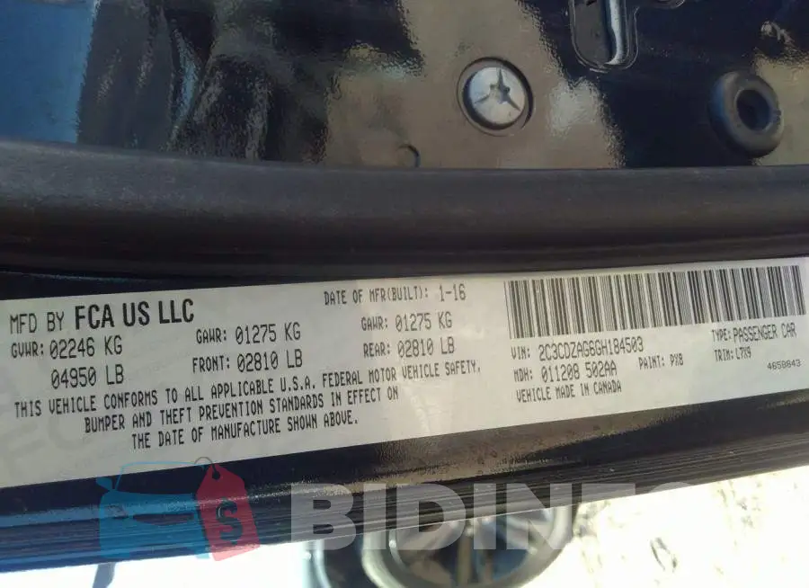 2C3CDZAG6GH184503 Photo# 9