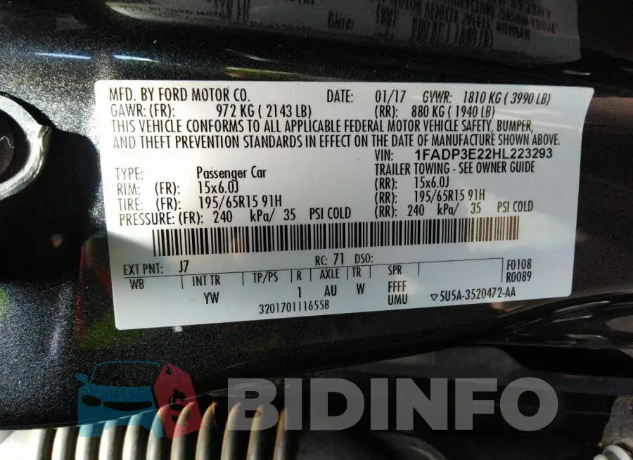1FADP3E22HL223293 Photo# 9