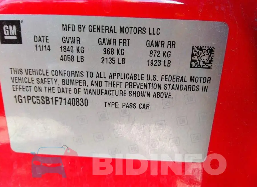 1G1PC5SB1F7140830 Photo# 9