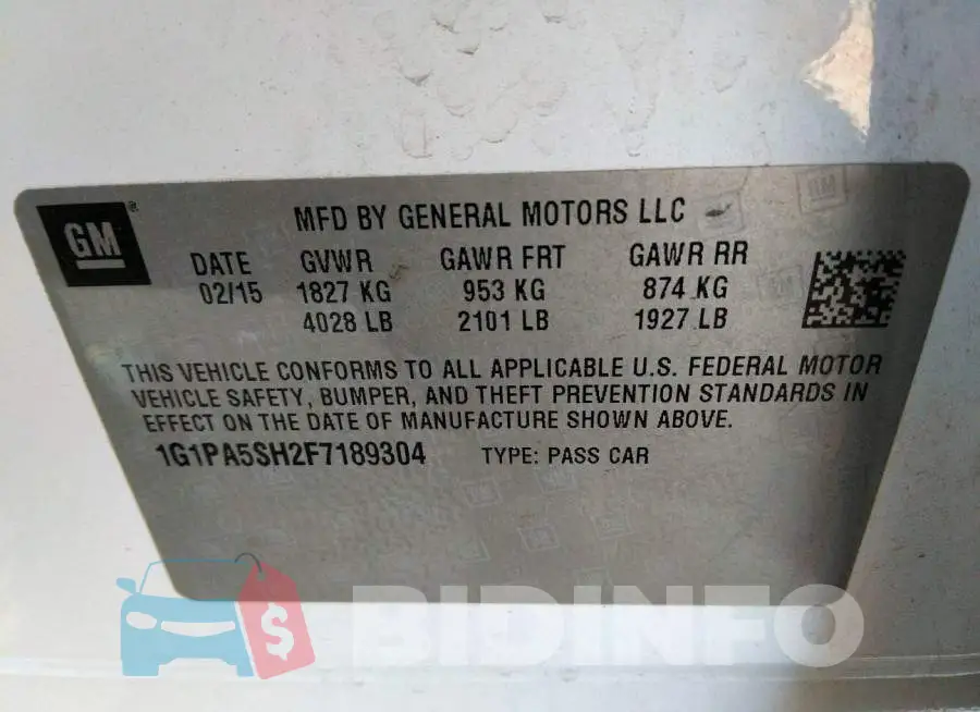 1G1PA5SH2F7189304 Photo# 9