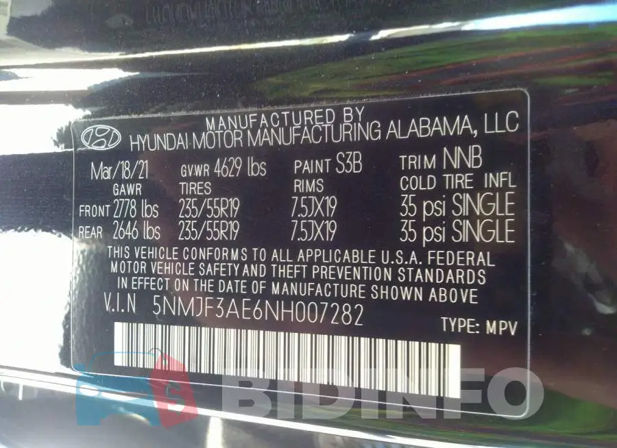 5NMJF3AE6NH007282 Photo# 9
