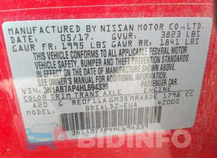 3N1AB7AP4HL694339 Photo# 9