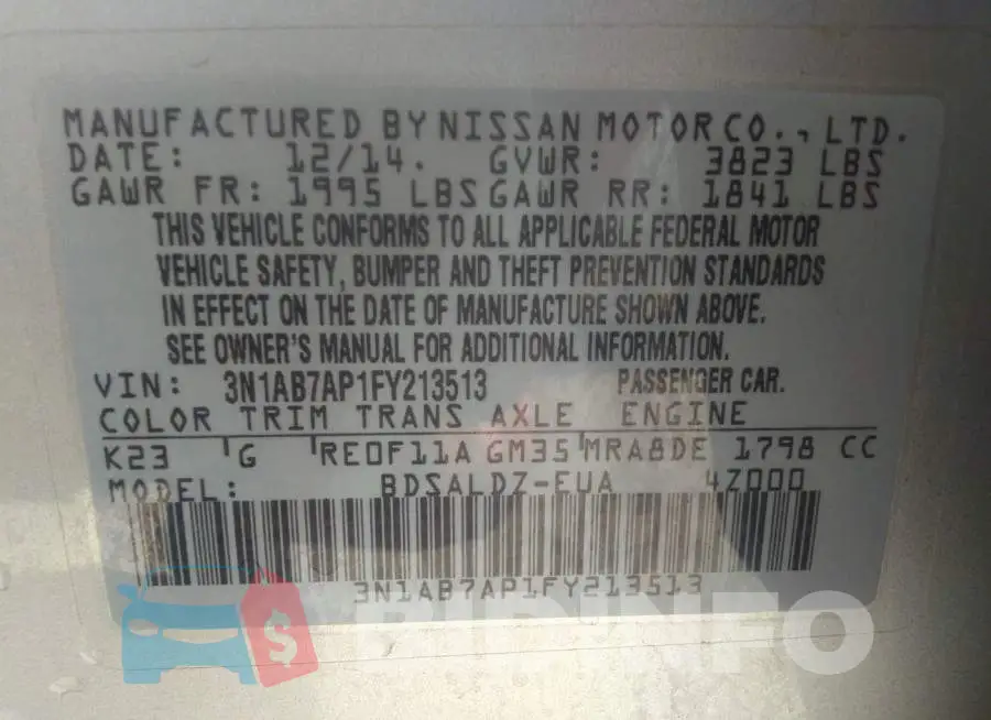 3N1AB7AP1FY213513 Photo# 9