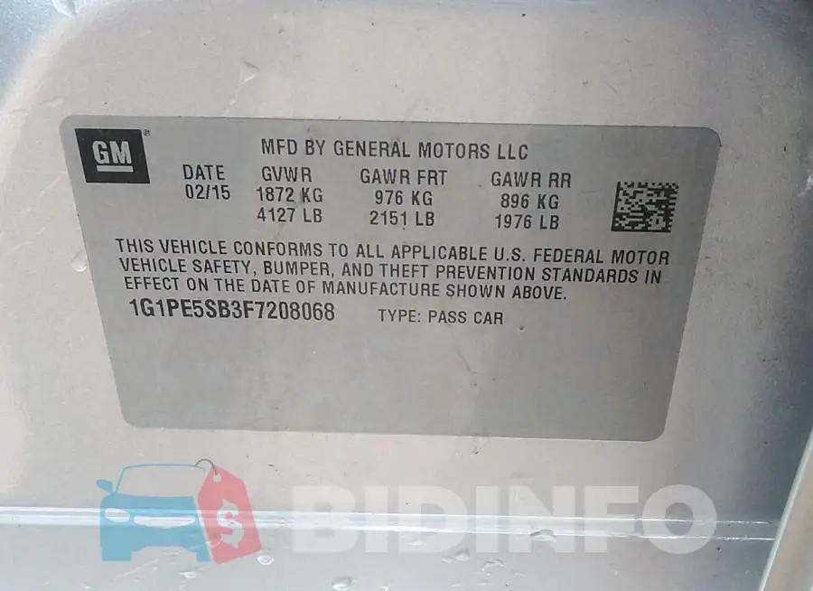 1G1PE5SB3F7208068 Photo# 9