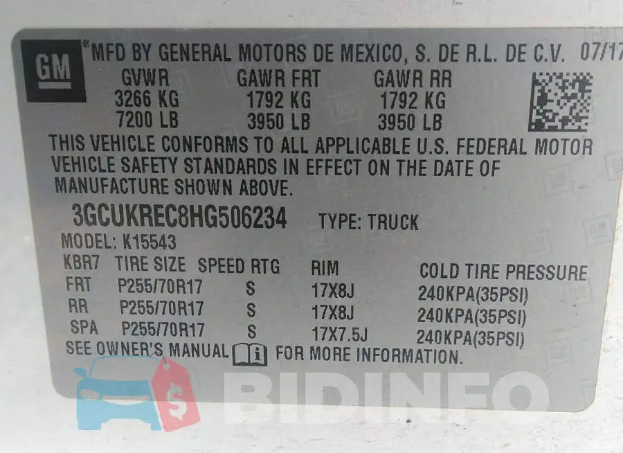 3GCUKREC8HG506234 Photo# 9