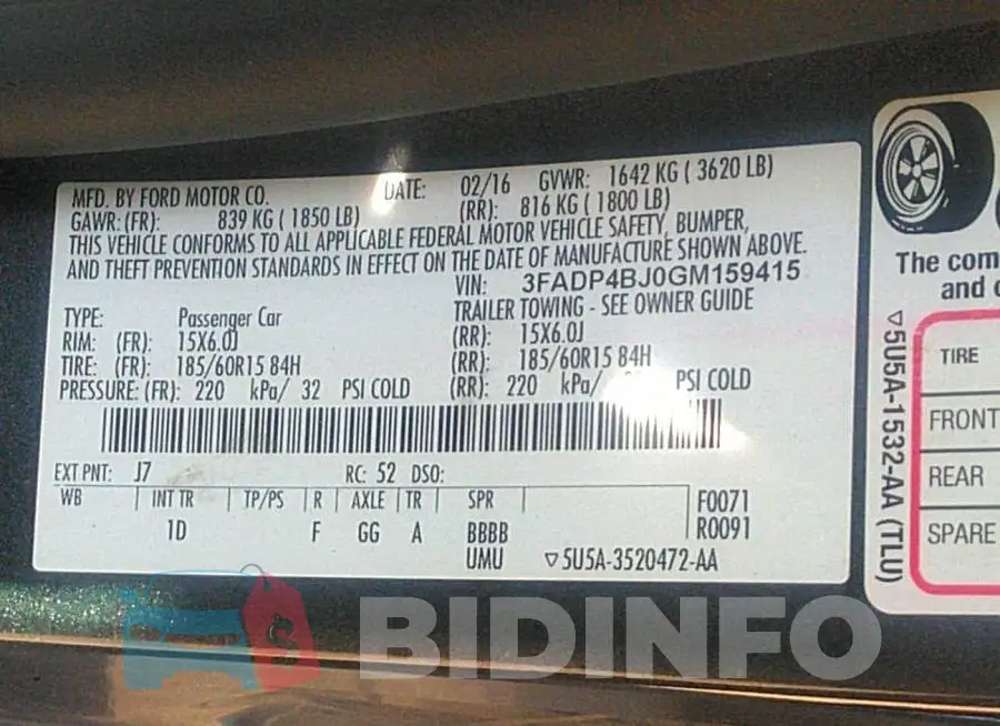 3FADP4BJ0GM159415 Photo# 9