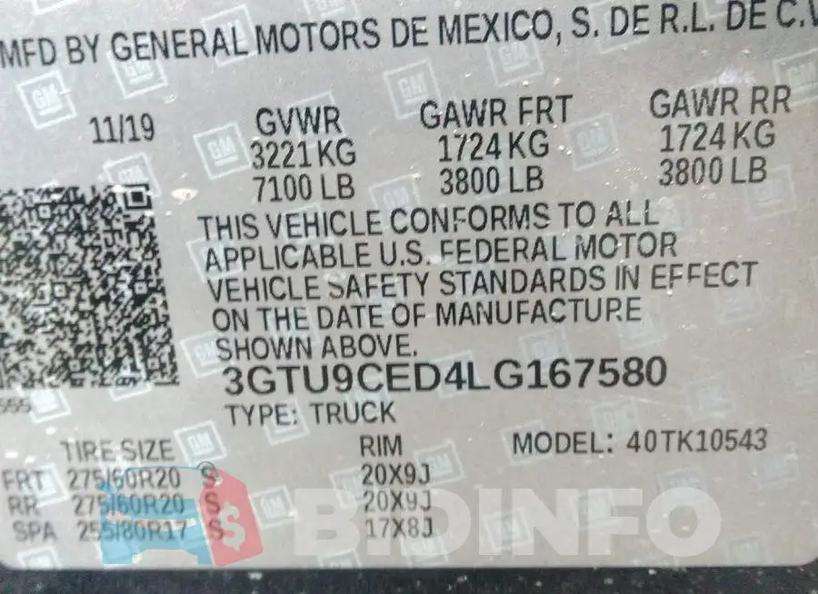 3GTU9CED4LG167580 Photo# 9