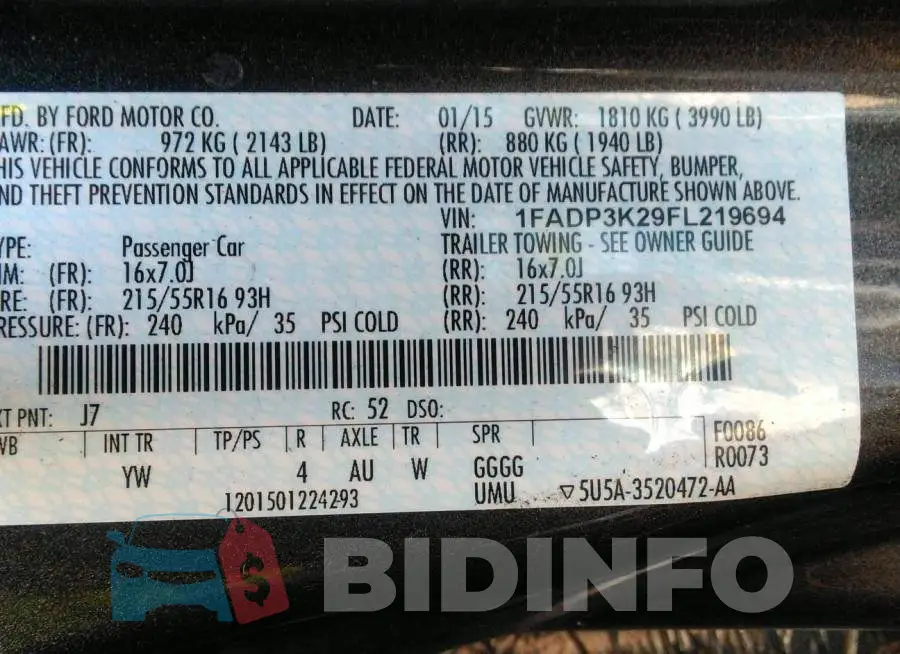 1FADP3K29FL219694 Photo# 9