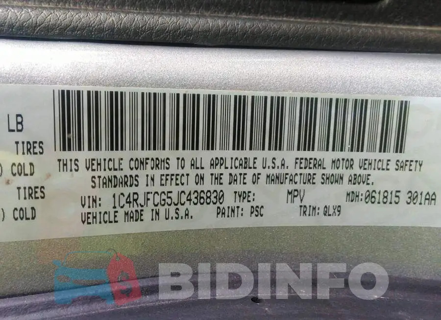 1C4RJFCG5JC436830 Photo# 9