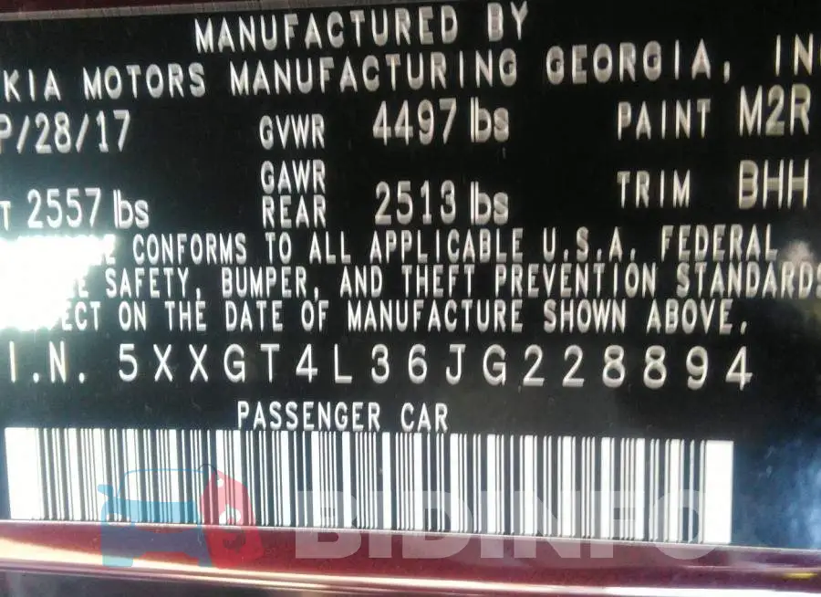 5XXGT4L36JG228894 Photo# 9