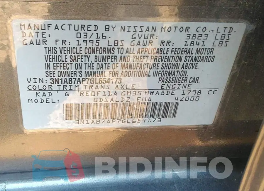 3N1AB7AP7GL654173 Photo# 9