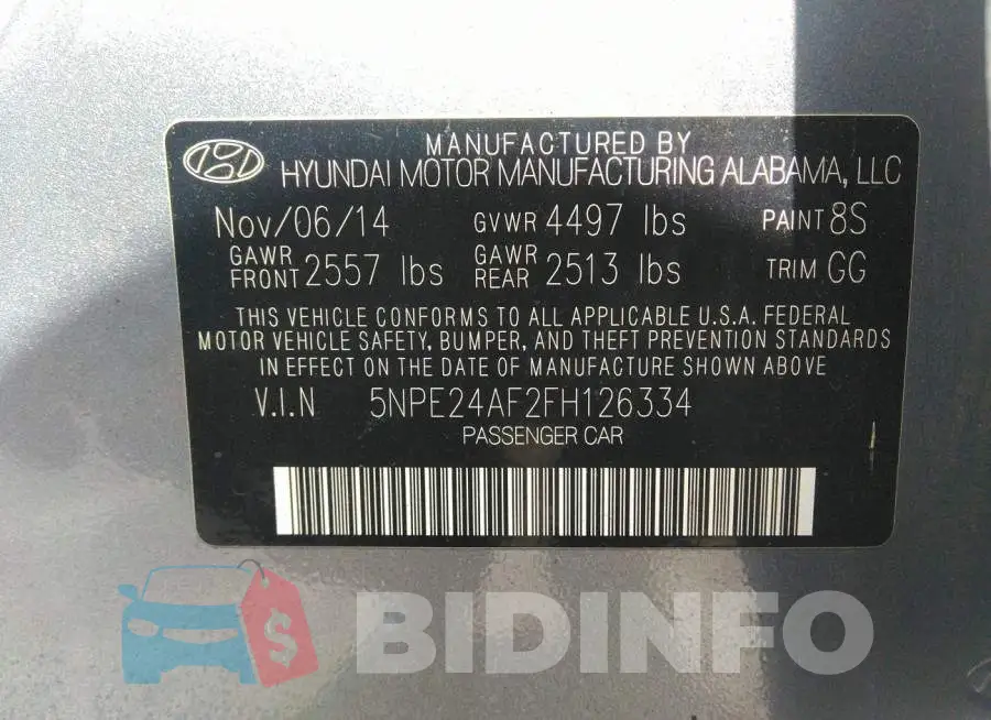 5NPE24AF2FH126334 Photo# 9