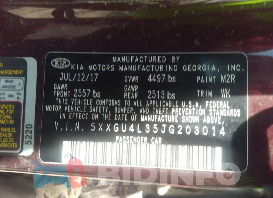 5XXGU4L35JG203014 Photo# 9