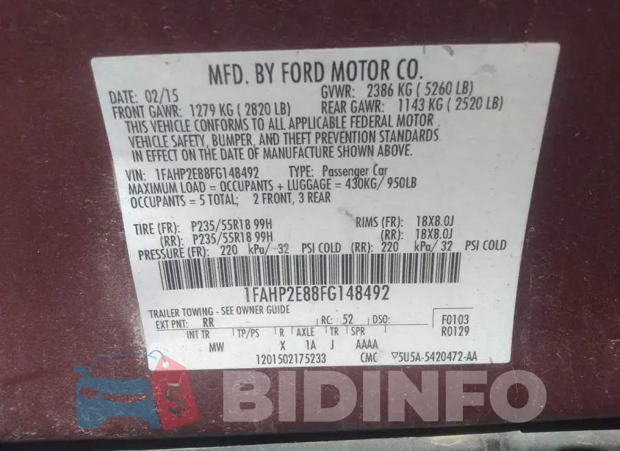 1FAHP2E88FG148492 Photo# 9