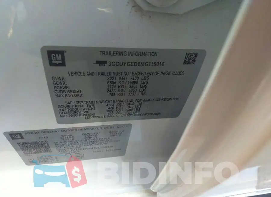 3GCUYGED6MG115816 Photo# 9