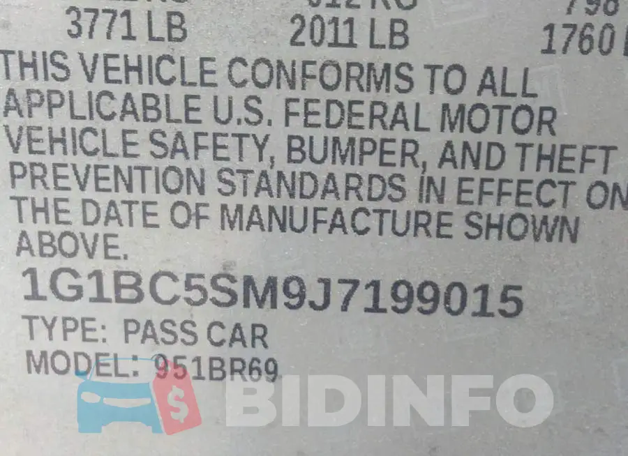 1G1BC5SM9J7199015 Photo# 9