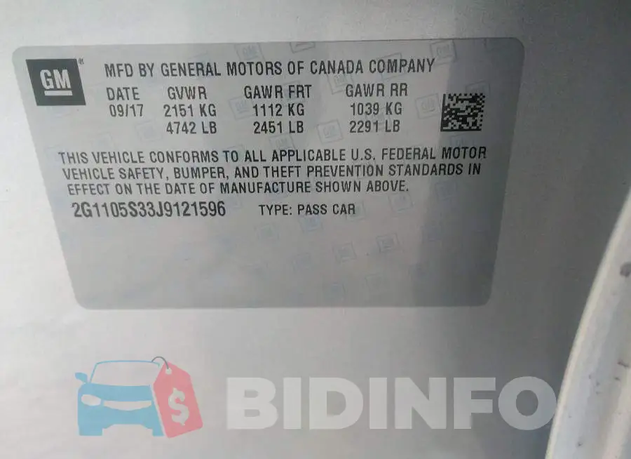 2G1105S33J9121596 Photo# 9