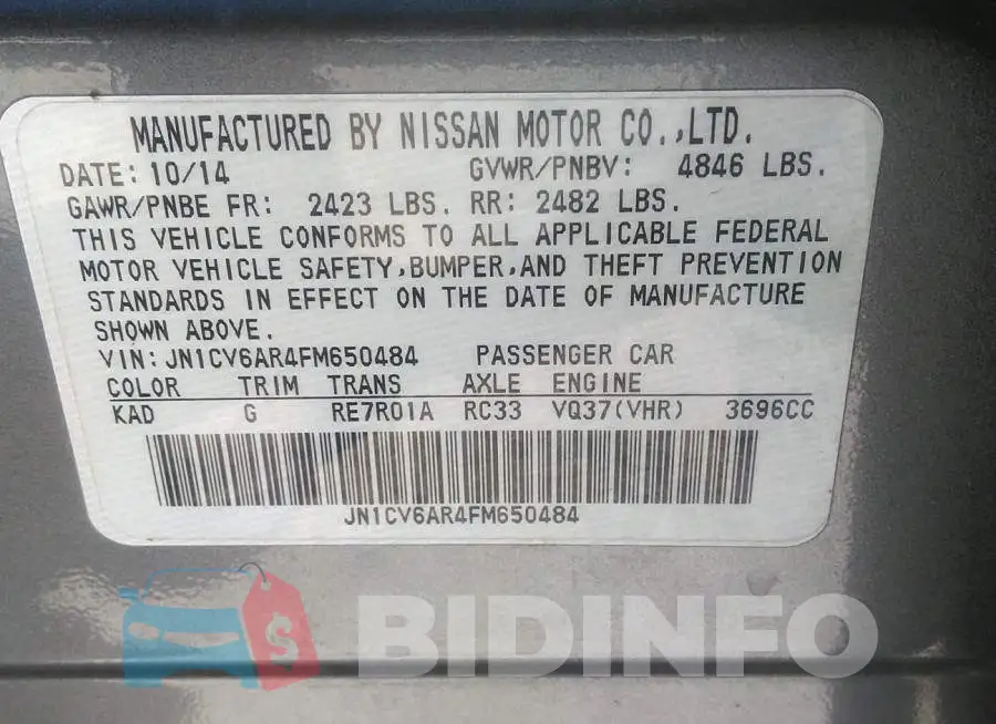 JN1CV6AR4FM650484 Photo# 9