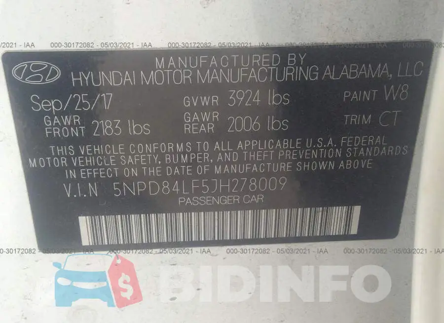 5NPD84LF5JH278009 Photo# 9