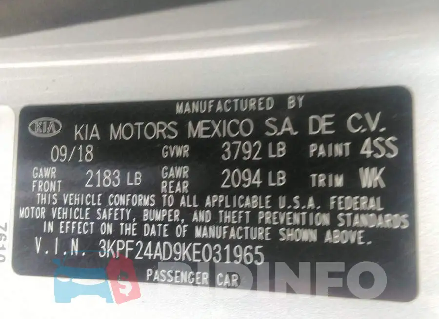 3KPF24AD9KE031965 Photo# 9