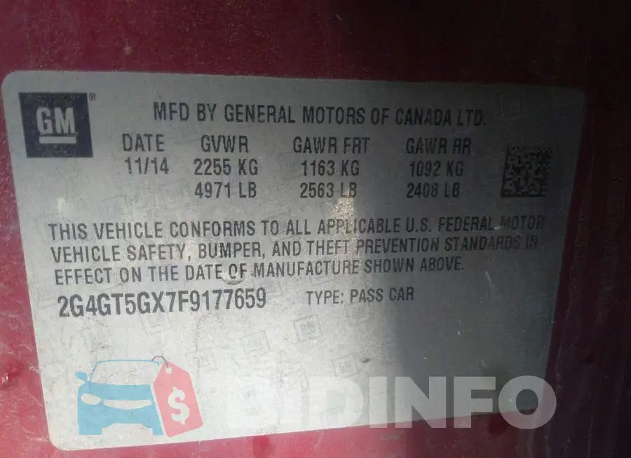 2G4GT5GX7F9177659 Photo# 9