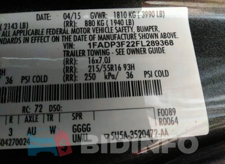 1FADP3F22FL289368 Photo# 9