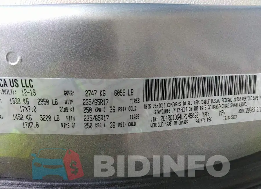 2C4RC1DG4LR145080 Photo# 9