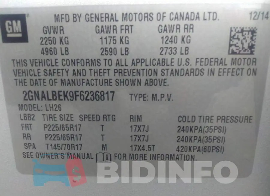 2GNALBEK9F6236817 Photo# 9
