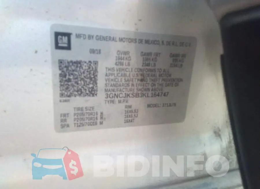 3GNCJKSB3KL164747 Photo# 9
