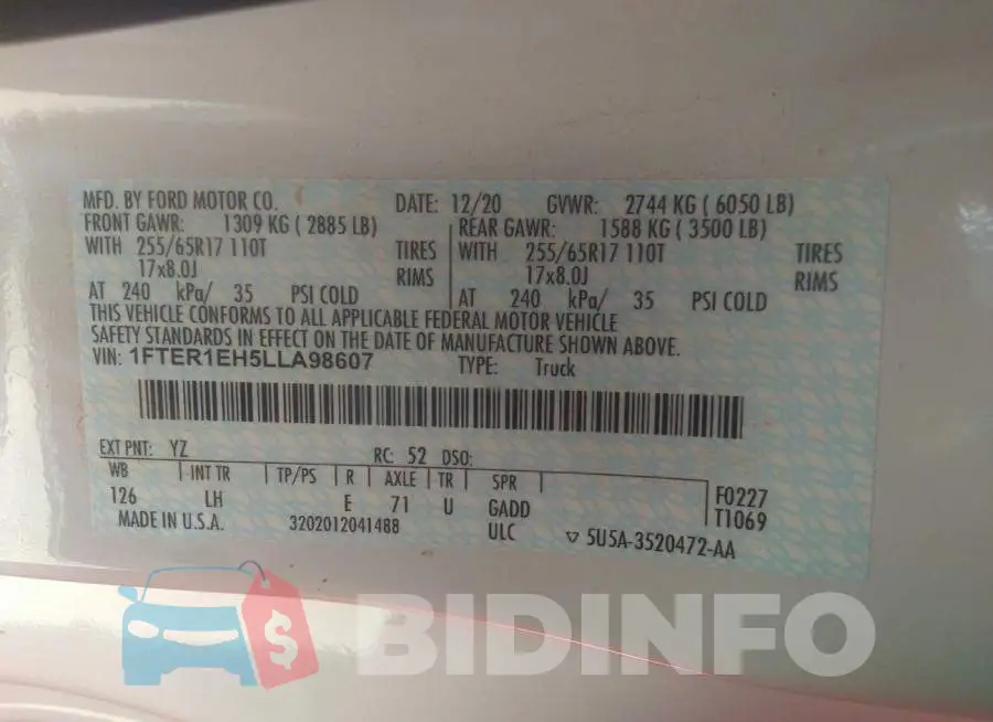 1FTER1EH5LLA98607 Photo# 9