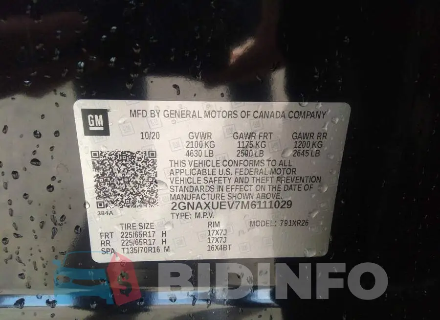 2GNAXUEV7M6111029 Photo# 9