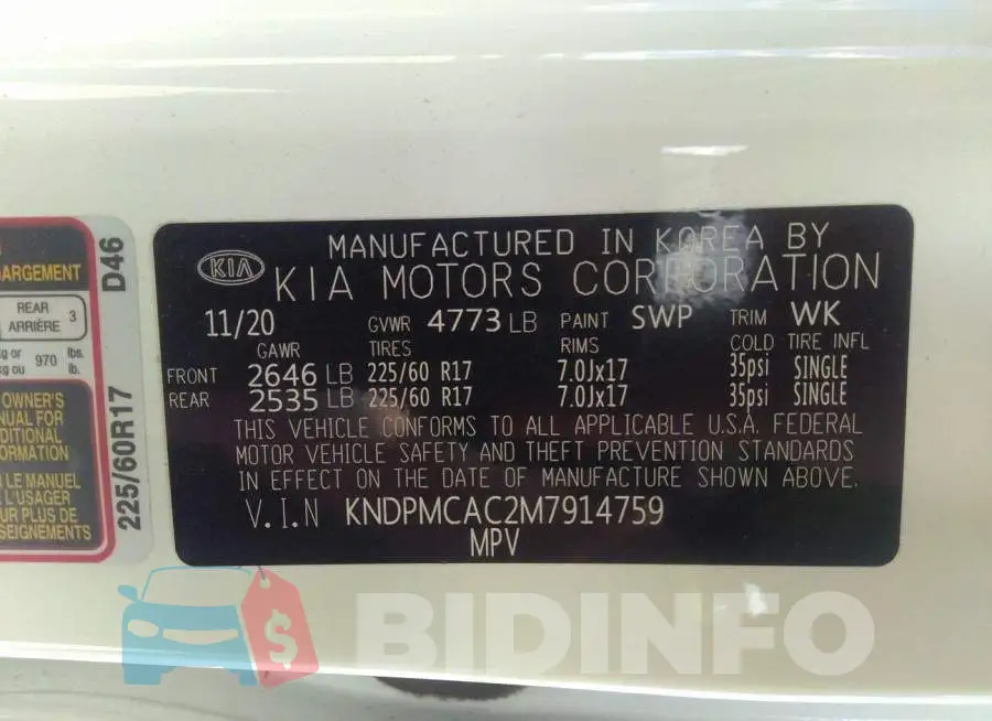 KNDPMCAC2M7914759 Photo# 9