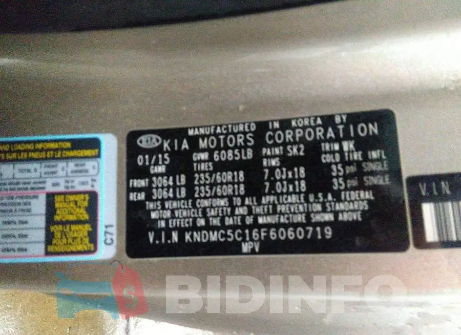 KNDMC5C16F6060719 Photo# 9