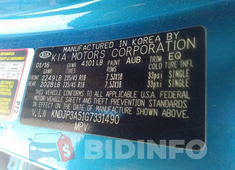 KNDJP3A51G7331490 Photo# 9