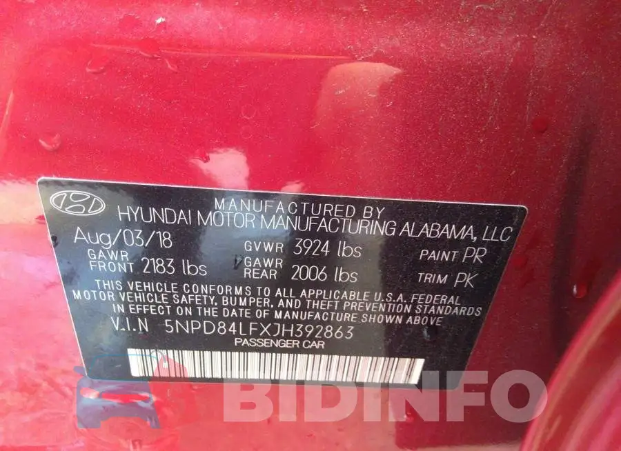 5NPD84LFXJH392863 Photo# 9