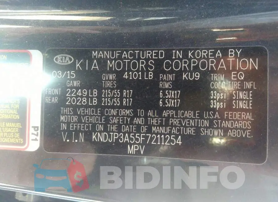 KNDJP3A55F7211254 Photo# 9