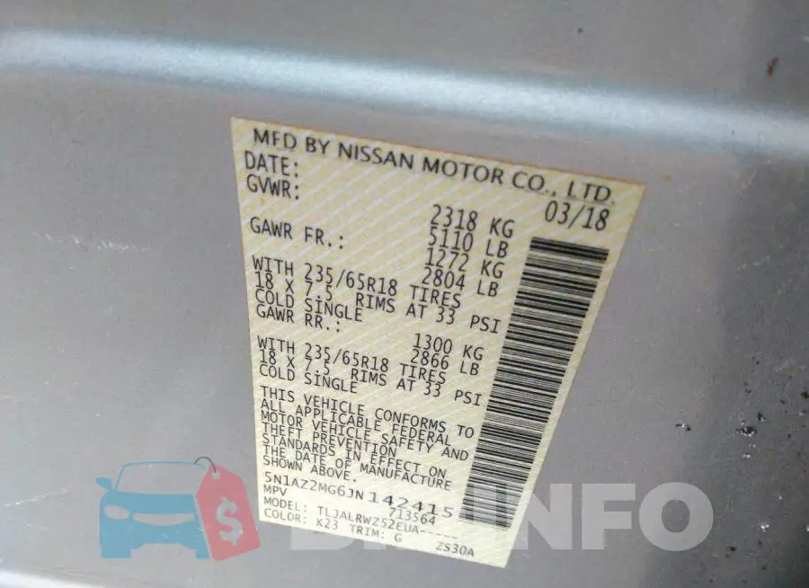 5N1AZ2MG6JN142415 Photo# 9