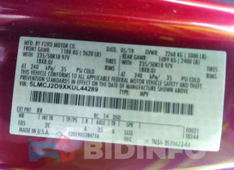 5LMCJ2D9XKUL44289 Photo# 9