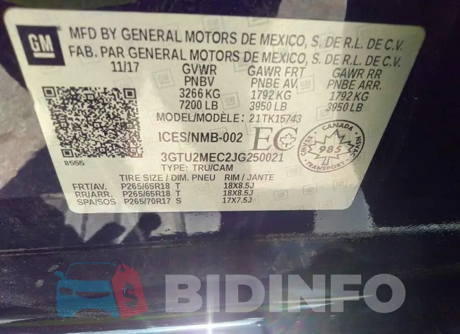 3GTU2MEC2JG250021 Photo# 9