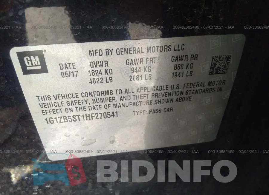 1G1ZB5ST1HF270541 Photo# 9