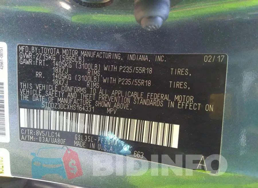 5TDDZ3DCXHS164331 Photo# 9