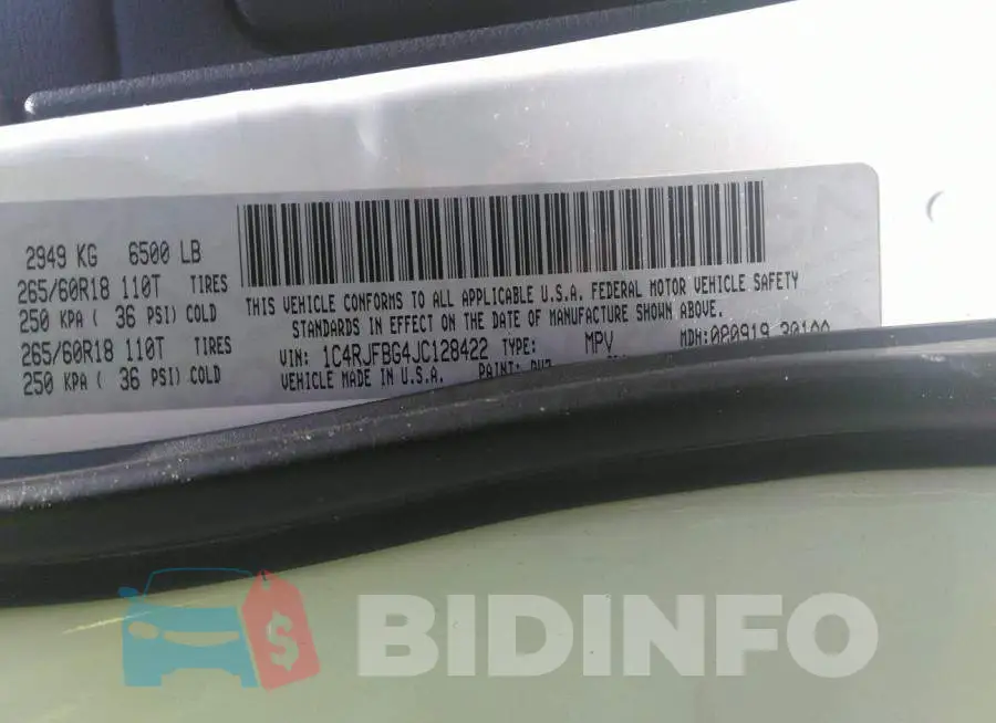 1C4RJFBG4JC128422 Photo# 9