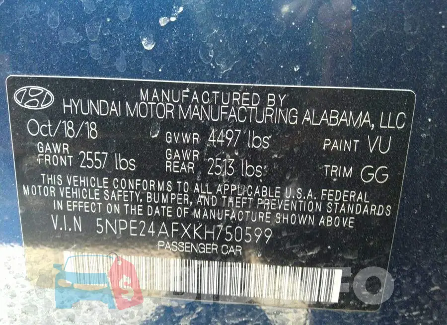 5NPE24AFXKH750599 Photo# 9