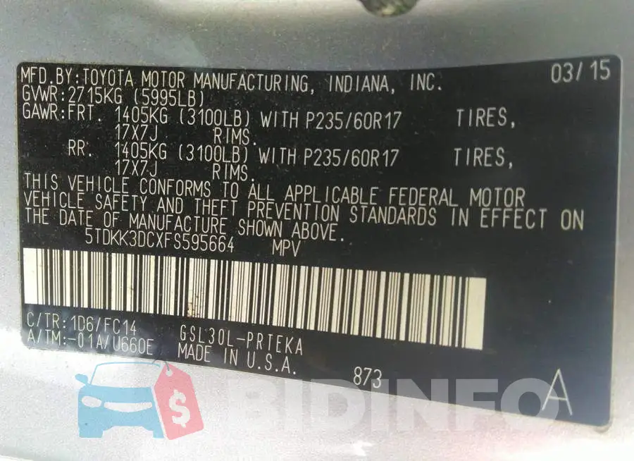 5TDKK3DCXFS595664 Photo# 9