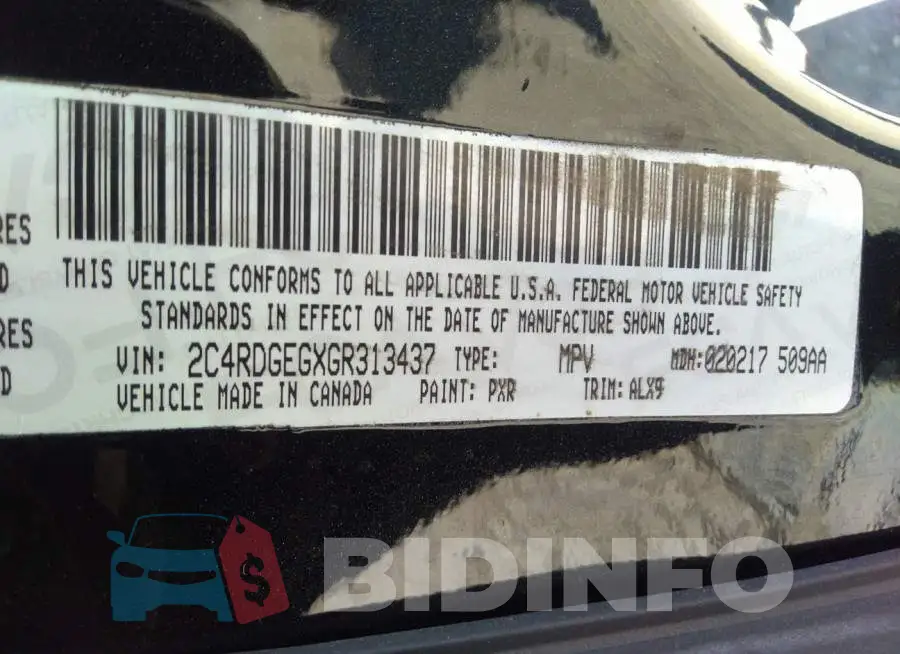 2C4RDGEGXGR313437 Photo# 9