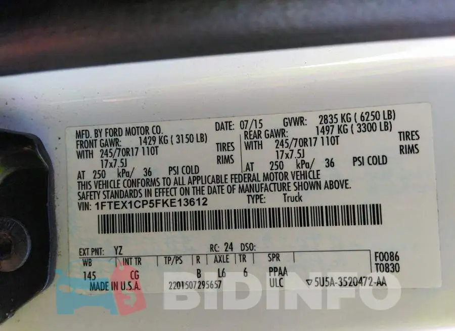 1FTEX1CP5FKE13612 Photo# 9