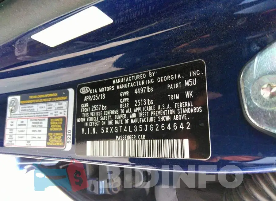 5XXGT4L35JG264642 Photo# 9