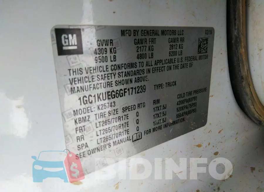 1GC1KUEG6GF171239 Photo# 9