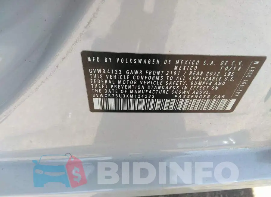 3VWC57BU3KM124283 Photo# 6