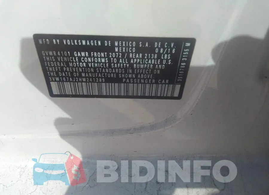 3VW167AJ2HM241289 Photo# 9